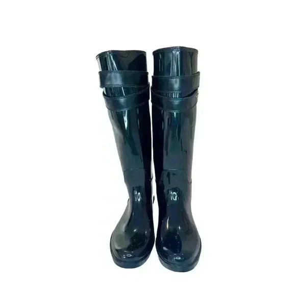 Coach Women's Glossy Black Knee High Rain Boots Waterproof Casual size 9. - Picture 3 of 6